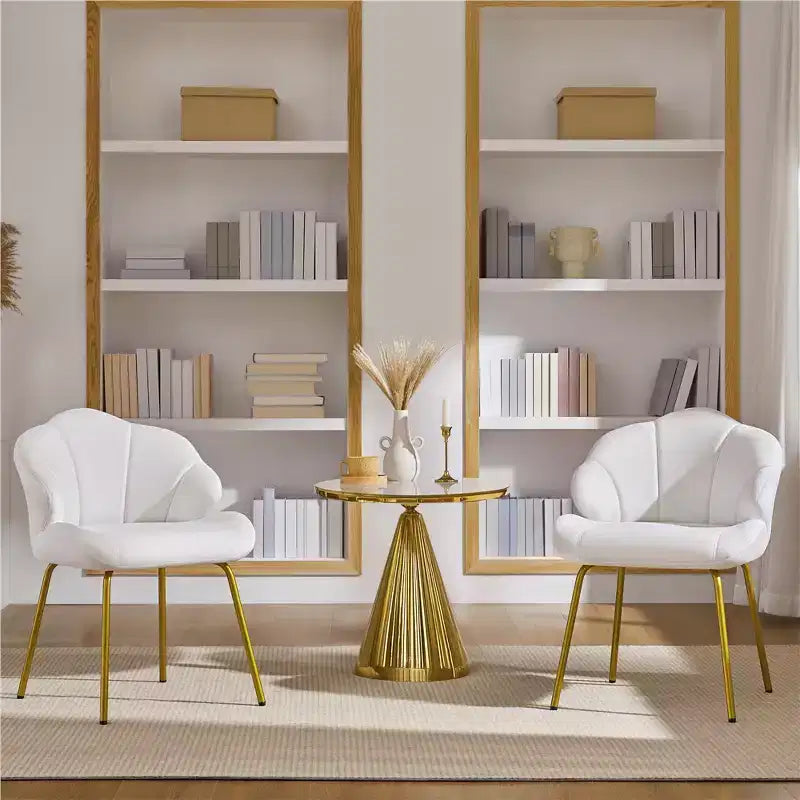 Yaheetech Lot de 2 chaises d'appoint modernes avec pieds en métal doré pour salon, chambre à coucher