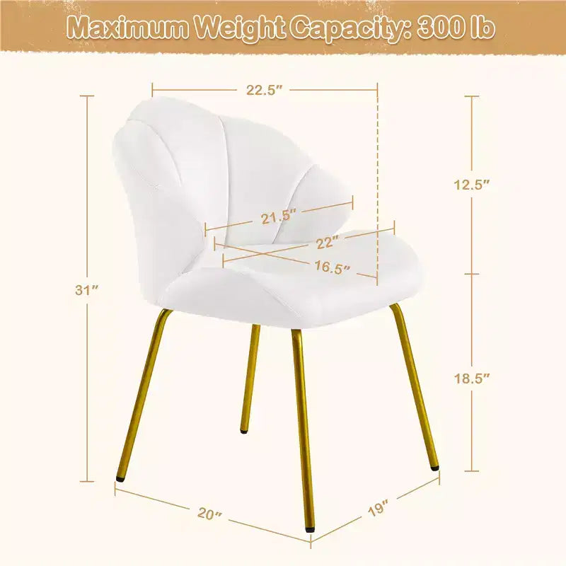 Yaheetech Lot de 2 chaises d'appoint modernes avec pieds en métal doré pour salon, chambre à coucher