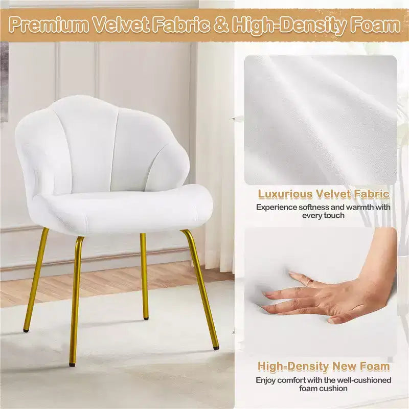 Yaheetech Lot de 2 chaises d'appoint modernes avec pieds en métal doré pour salon, chambre à coucher