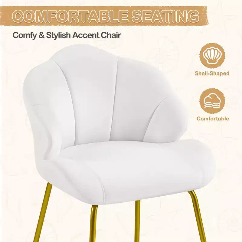 Yaheetech Lot de 2 chaises d'appoint modernes avec pieds en métal doré pour salon, chambre à coucher
