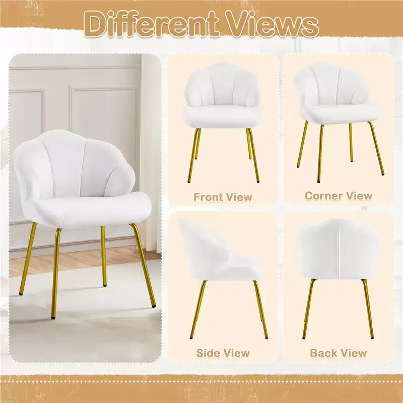 Yaheetech Lot de 2 chaises d'appoint modernes avec pieds en métal doré pour salon, chambre à coucher