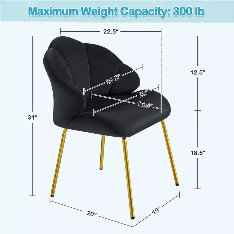 Yaheetech Lot de 2 chaises d'appoint modernes avec pieds en métal doré pour salon, chambre à coucher