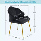Yaheetech Lot de 2 chaises d'appoint modernes avec pieds en métal doré pour salon, chambre à coucher