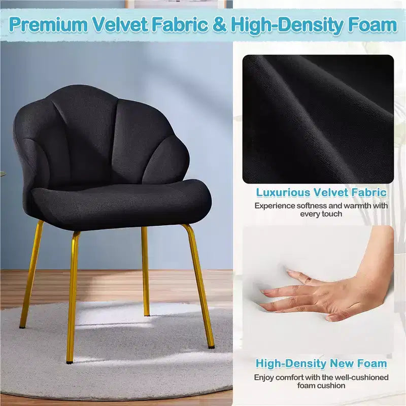Yaheetech Lot de 2 chaises d'appoint modernes avec pieds en métal doré pour salon, chambre à coucher