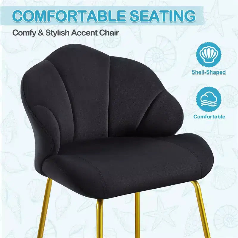 Yaheetech Lot de 2 chaises d'appoint modernes avec pieds en métal doré pour salon, chambre à coucher
