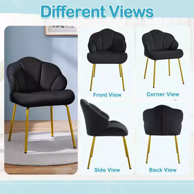 Yaheetech Lot de 2 chaises d'appoint modernes avec pieds en métal doré pour salon, chambre à coucher
