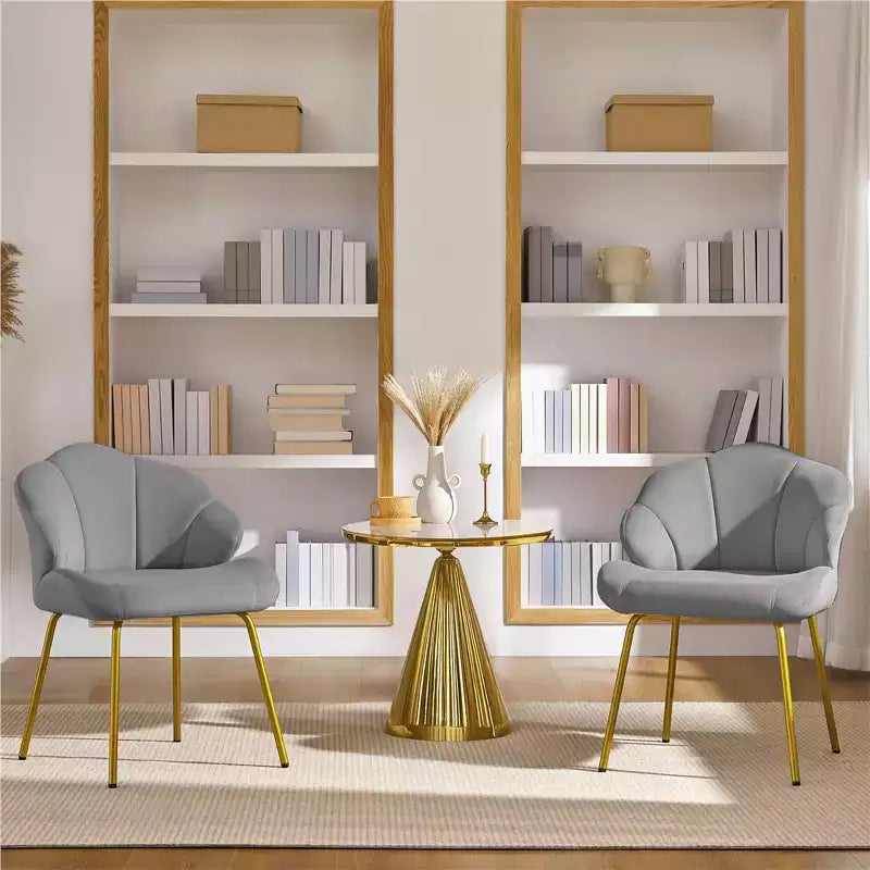 Yaheetech Lot de 2 chaises d'appoint modernes avec pieds en métal doré pour salon, chambre à coucher