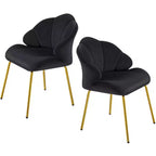 Yaheetech Set of 2 Modern Accent Chairs with Golden Metal Legs for Living Room, Bedroom