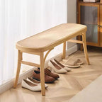 Banc en rotin VEVOR, Banc en rotin en bois de 110 cm, Banc d'entrée avec pieds en bois de chêne, Banc bohème pour bout de lit de chambre avec rotin tissé à la main