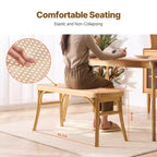 Banc en rotin VEVOR, Banc en rotin en bois de 110 cm, Banc d'entrée avec pieds en bois de chêne, Banc bohème pour bout de lit de chambre avec rotin tissé à la main