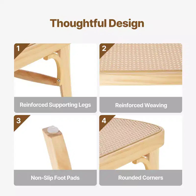 Banc en rotin VEVOR, Banc en rotin en bois de 110 cm, Banc d'entrée avec pieds en bois de chêne, Banc bohème pour bout de lit de chambre avec rotin tissé à la main