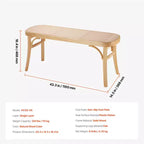Banc en rotin VEVOR, Banc en rotin en bois de 110 cm, Banc d'entrée avec pieds en bois de chêne, Banc bohème pour bout de lit de chambre avec rotin tissé à la main