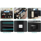 Buffet de Bahut, Meuble de Rangement d'Appoint 4 Portes en Rotin 2 Tiroirs