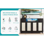 Buffet de Bahut, Meuble de Rangement d'Appoint 4 Portes en Rotin 2 Tiroirs