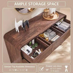 SinCiDo Commode Moderne à 7 Tiroirs, 120 cm de Large, avec Profil Courbé, Texture Naturelle pour Chambre à Coucher, Salon