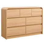 SinCiDo Commode Moderne à 7 Tiroirs, 120 cm de Large, avec Profil Courbé, Texture Naturelle pour Chambre à Coucher, Salon