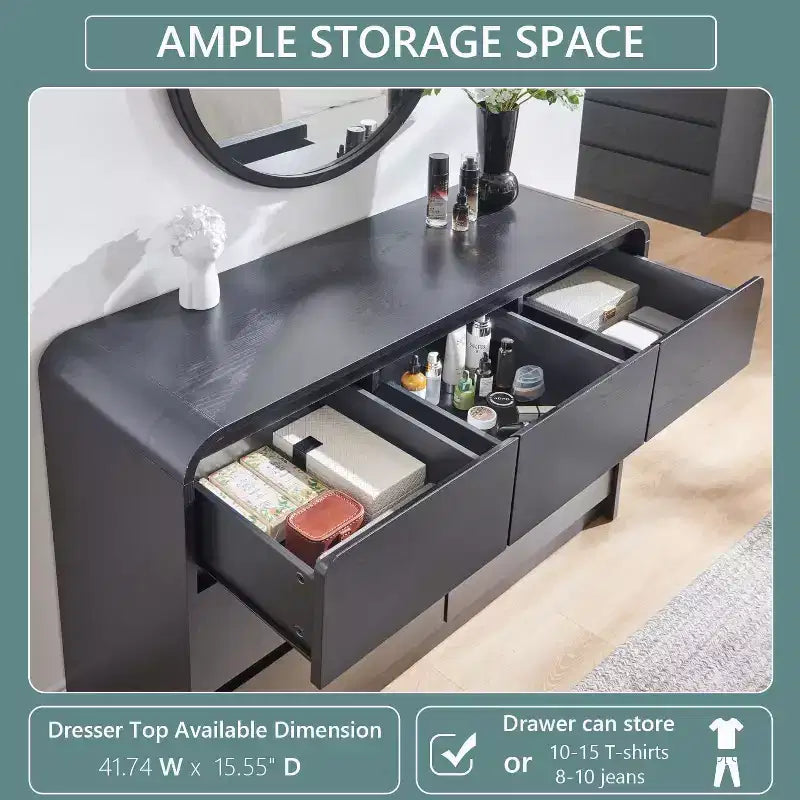SinCiDo Commode Moderne à 7 Tiroirs, 120 cm de Large, avec Profil Courbé, Texture Naturelle pour Chambre à Coucher, Salon
