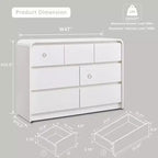 SinCiDo Commode Moderne à 7 Tiroirs, 120 cm de Large, avec Profil Courbé, Texture Naturelle pour Chambre à Coucher, Salon