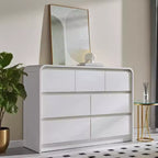 SinCiDo Commode Moderne à 7 Tiroirs, 120 cm de Large, avec Profil Courbé, Texture Naturelle pour Chambre à Coucher, Salon