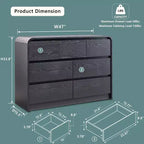 SinCiDo Commode Moderne à 7 Tiroirs, 120 cm de Large, avec Profil Courbé, Texture Naturelle pour Chambre à Coucher, Salon