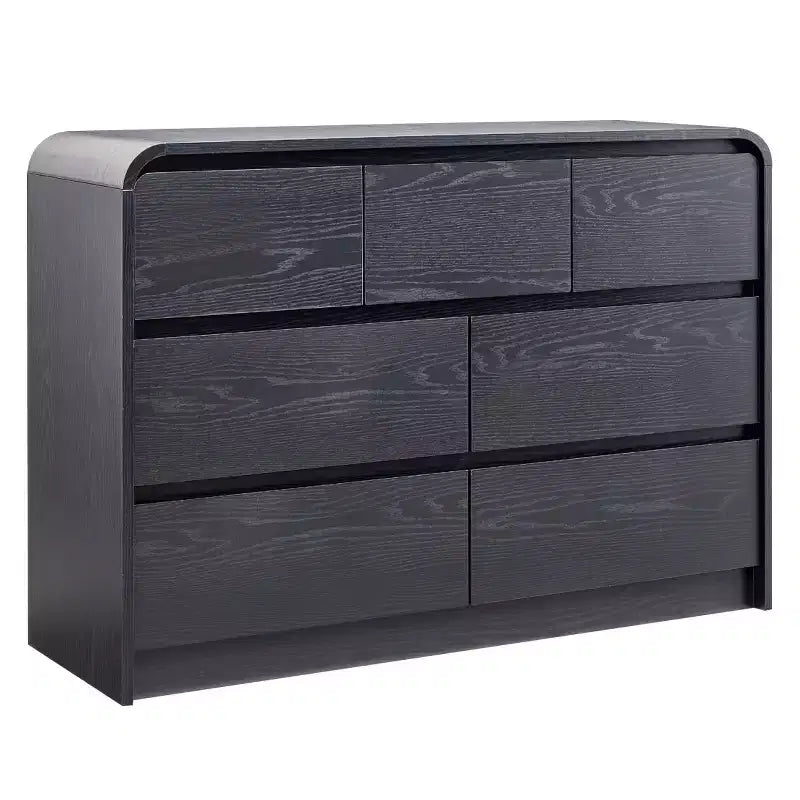 SinCiDo Commode Moderne à 7 Tiroirs, 120 cm de Large, avec Profil Courbé, Texture Naturelle pour Chambre à Coucher, Salon