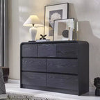 SinCiDo Commode Moderne à 7 Tiroirs, 120 cm de Large, avec Profil Courbé, Texture Naturelle pour Chambre à Coucher, Salon