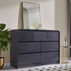 SinCiDo Commode Moderne à 7 Tiroirs, 120 cm de Large, avec Profil Courbé, Texture Naturelle pour Chambre à Coucher, Salon
