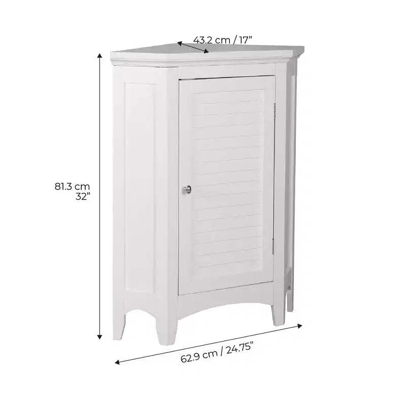 Teamson Home Glancy Meuble d'angle de salle de bain en bois avec porte persienne, blanc