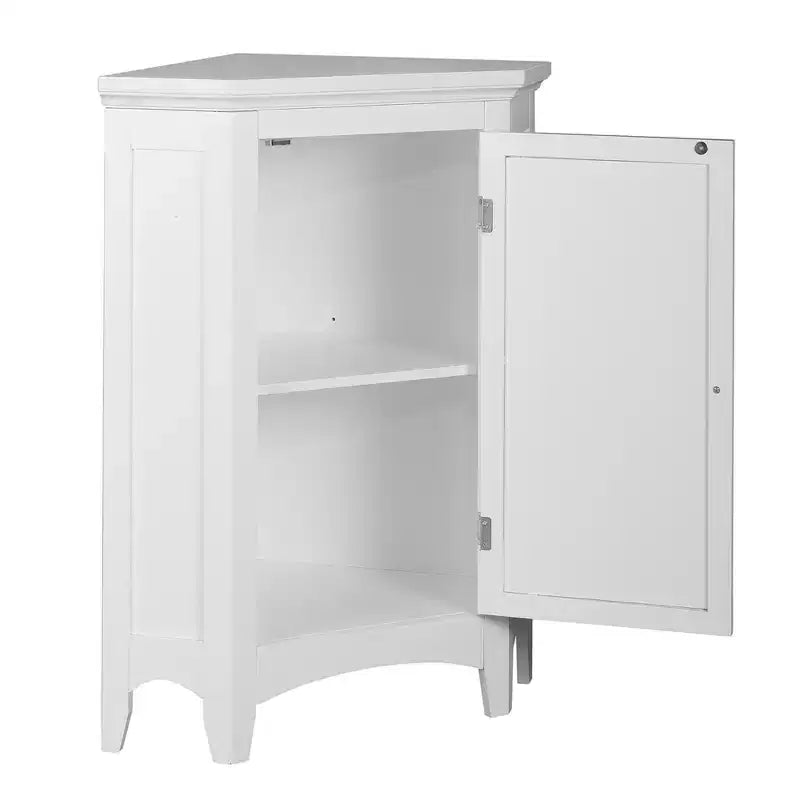 Teamson Home Glancy Meuble d'angle de salle de bain en bois avec porte persienne, blanc
