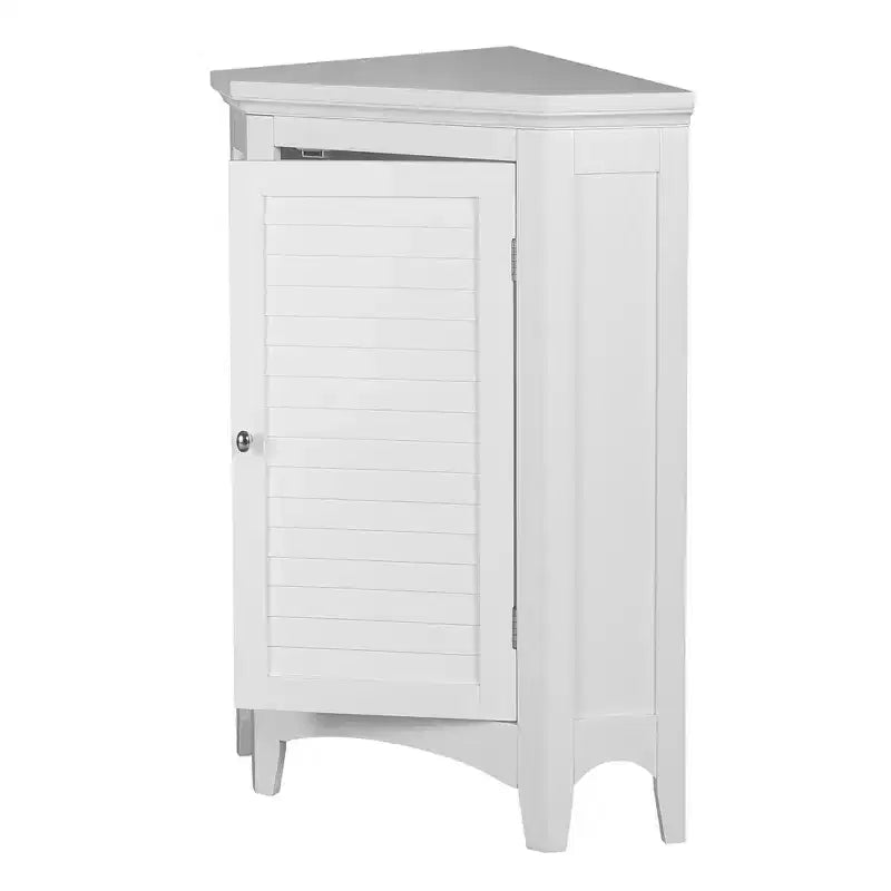 Teamson Home Glancy Meuble d'angle de salle de bain en bois avec porte persienne, blanc