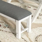 Ensemble de salle à manger extensible VECELO rustique 6 pièces, table en bois d'hévéa avec 4 chaises de salle à manger rembourrées sans accoudoirs et banc pour cuisine, gris