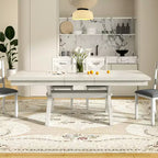 Ensemble de salle à manger extensible VECELO rustique 6 pièces, table en bois d'hévéa avec 4 chaises de salle à manger rembourrées sans accoudoirs et banc pour cuisine, gris