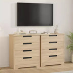 Commode à 4 tiroirs pour chambre à coucher, commode en bois naturel avec poignées encastrées, meuble de rangement en bois pour salon, chambre d'enfant, entrée