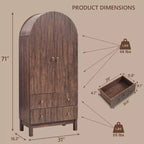 SinCiDo Armoire à arcades, armoire de garde-manger de 180 cm de hauteur, avec étagères réglables et 2 grands tiroirs, armoire, pour salon, salle de bain, cuisine