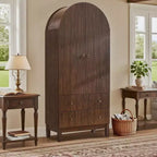 SinCiDo Armoire à arcades, armoire de garde-manger de 180 cm de hauteur, avec étagères réglables et 2 grands tiroirs, armoire, pour salon, salle de bain, cuisine