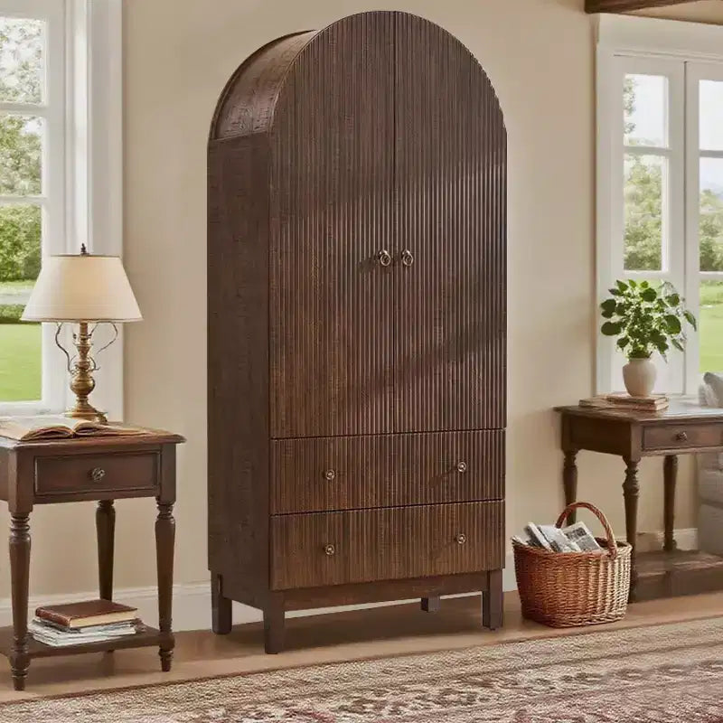 SinCiDo Armoire à arcades, armoire de garde-manger de 180 cm de hauteur, avec étagères réglables et 2 grands tiroirs, armoire, pour salon, salle de bain, cuisine