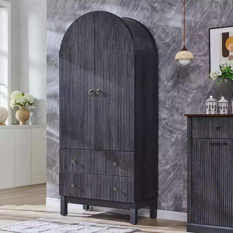 SinCiDo Armoire à arcades, armoire de garde-manger de 180 cm de hauteur, avec étagères réglables et 2 grands tiroirs, armoire, pour salon, salle de bain, cuisine