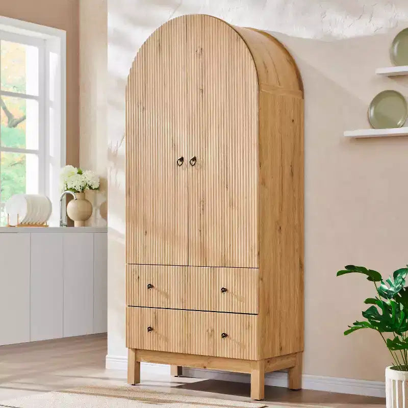SinCiDo Armoire à arcades, armoire de garde-manger de 180 cm de hauteur, avec étagères réglables et 2 grands tiroirs, armoire, pour salon, salle de bain, cuisine