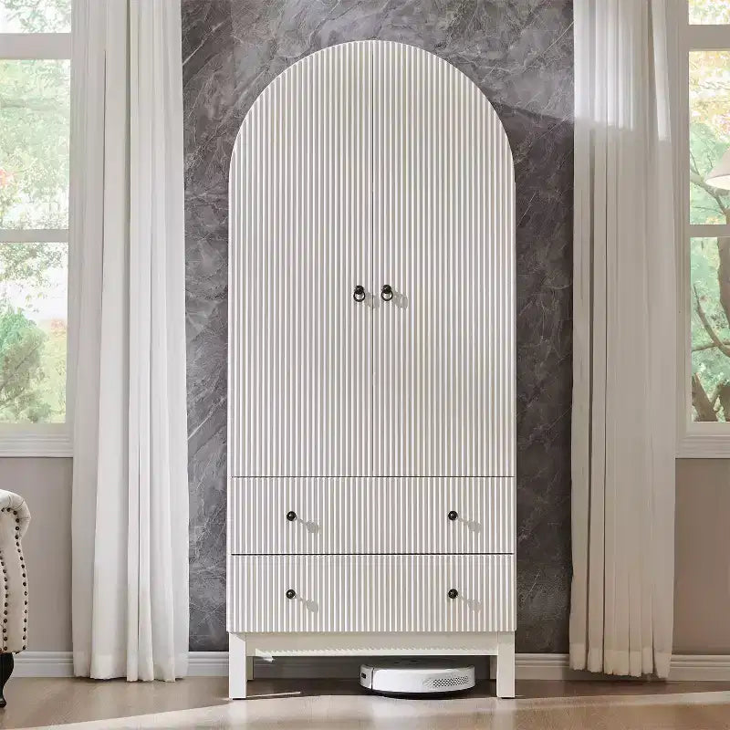SinCiDo Armoire à arcades, armoire de garde-manger de 180 cm de hauteur, avec étagères réglables et 2 grands tiroirs, armoire, pour salon, salle de bain, cuisine