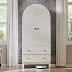 SinCiDo Armoire à arcades, armoire de garde-manger de 180 cm de hauteur, avec étagères réglables et 2 grands tiroirs, armoire, pour salon, salle de bain, cuisine