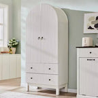 SinCiDo Armoire à arcades, armoire de garde-manger de 180 cm de hauteur, avec étagères réglables et 2 grands tiroirs, armoire, pour salon, salle de bain, cuisine
