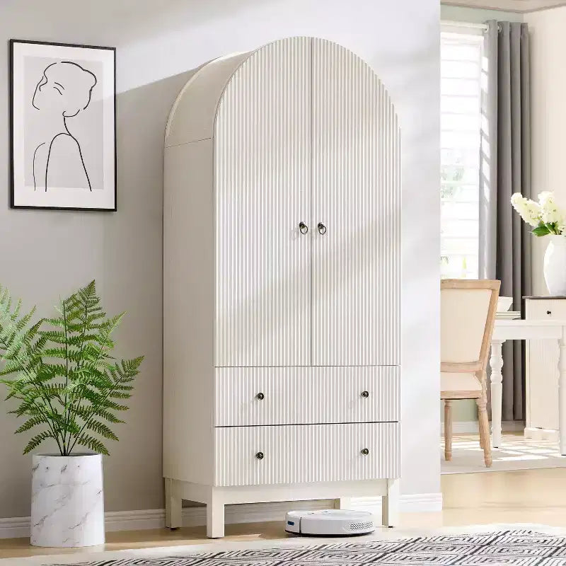 SinCiDo Armoire à arcades, armoire de garde-manger de 180 cm de hauteur, avec étagères réglables et 2 grands tiroirs, armoire, pour salon, salle de bain, cuisine