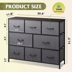 Commode à 8 tiroirs pour chambre à coucher, unité de rangement en tissu, grande commode à tiroirs pour entrée et salon
