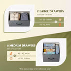 Commode à 8 tiroirs pour chambre à coucher, unité de rangement en tissu, grande commode à tiroirs pour entrée et salon