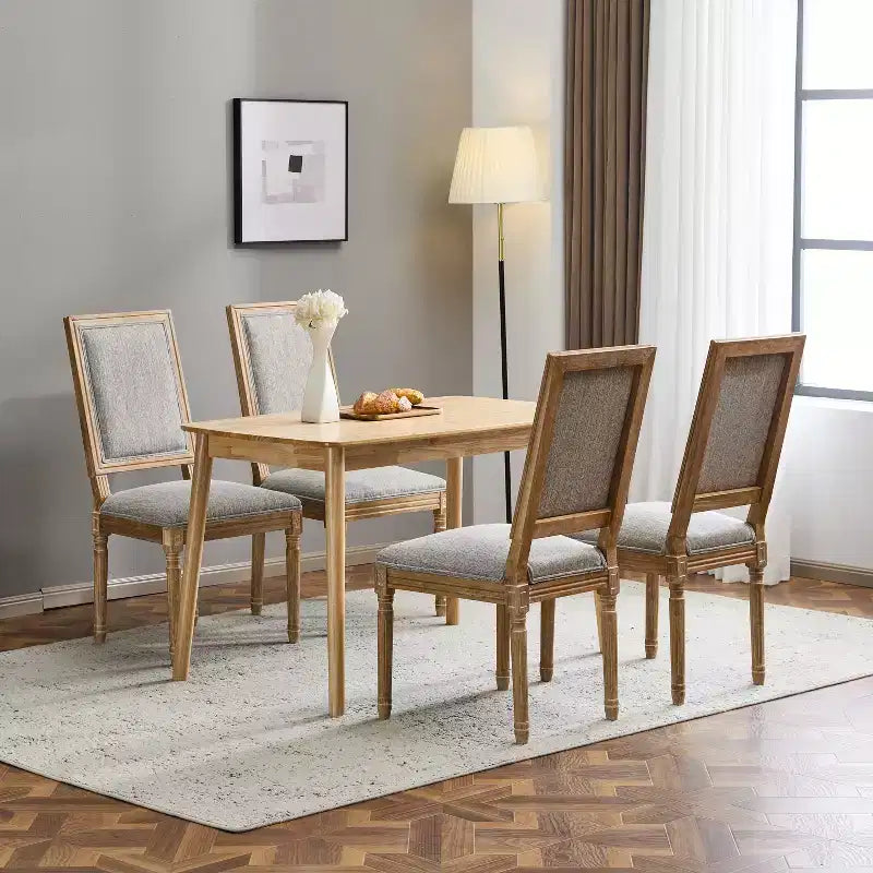 Chaise de salle à manger rembourrée Christopher Knight Home Carina en bois d'hévéa de style campagnard français (lot de 4)