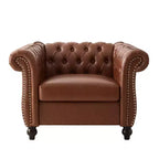 Fauteuil d'appoint Christopher Knight Home Carissa en similicuir touffeté avec clous décoratifs