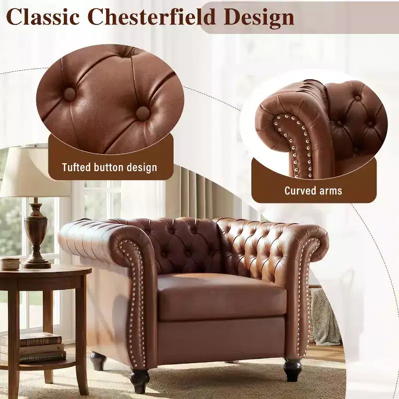 Fauteuil d'appoint Christopher Knight Home Carissa en similicuir touffeté avec clous décoratifs