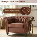 Fauteuil d'appoint Christopher Knight Home Carissa en similicuir touffeté avec clous décoratifs