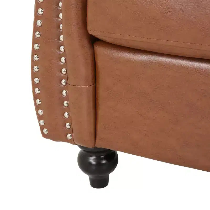 Fauteuil d'appoint Christopher Knight Home Carissa en similicuir touffeté avec clous décoratifs
