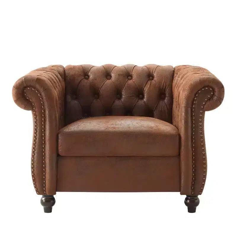 Fauteuil d'appoint Christopher Knight Home Carissa en similicuir touffeté avec clous décoratifs